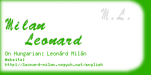 milan leonard business card